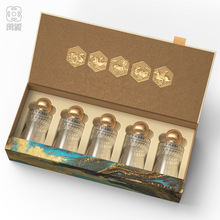 深圳万象包装五支装白酒小酒礼盒翻盖盒125毫升玻璃瓶现货套装