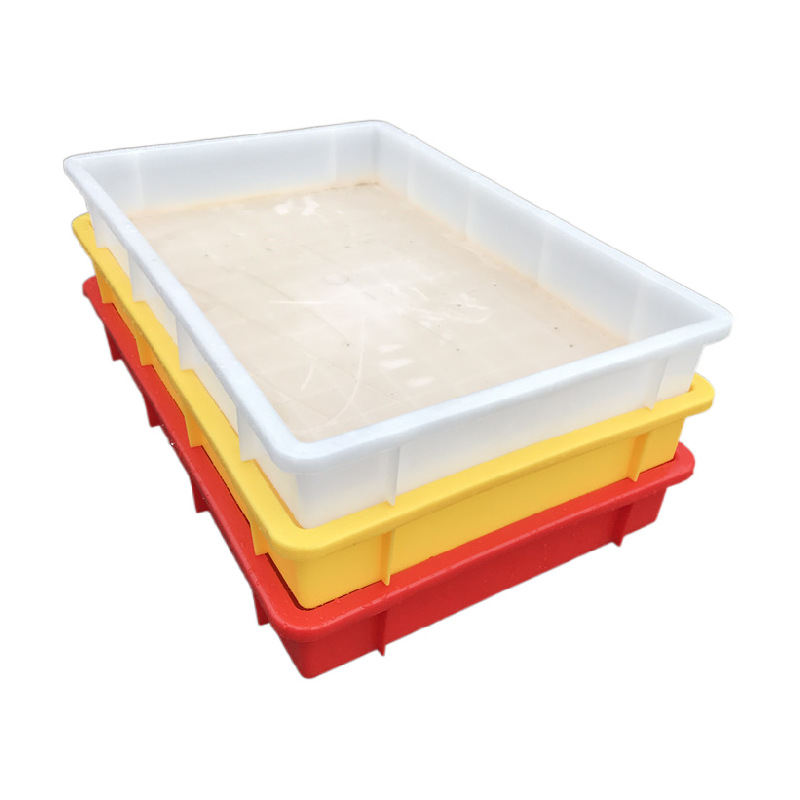 厂家现货食品厂周转用白色塑胶框  长方形白色浅胶箱 矮塑料箱