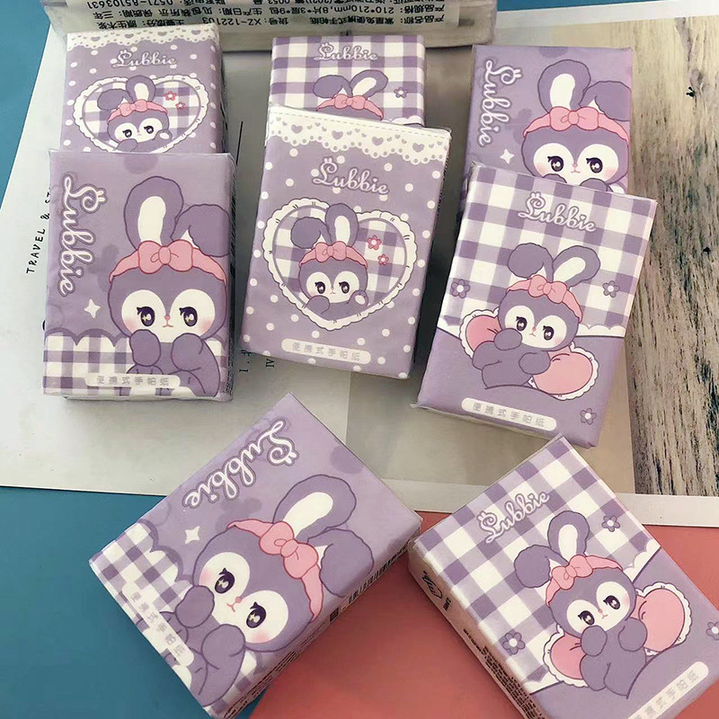 Delu Rabbit handkerchief paper portable small pack facial tissue raw wood pulp cartoon napkin wettable toilet paper toilet paper