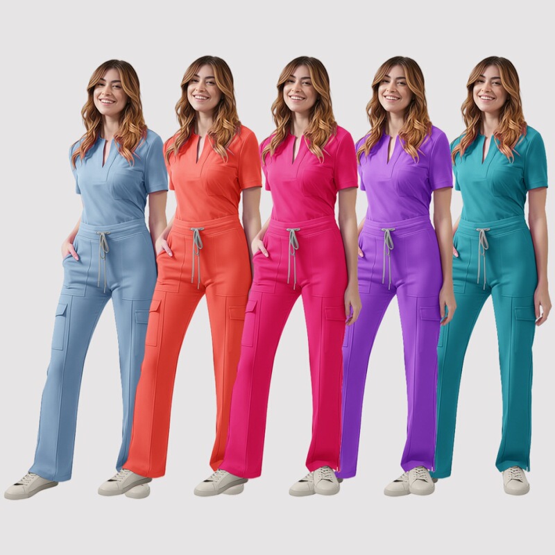 Aliexpress Hospital Nurse Scrub Set Women's V-Neck Casual Top and Pants Set Workwear Scrub Set