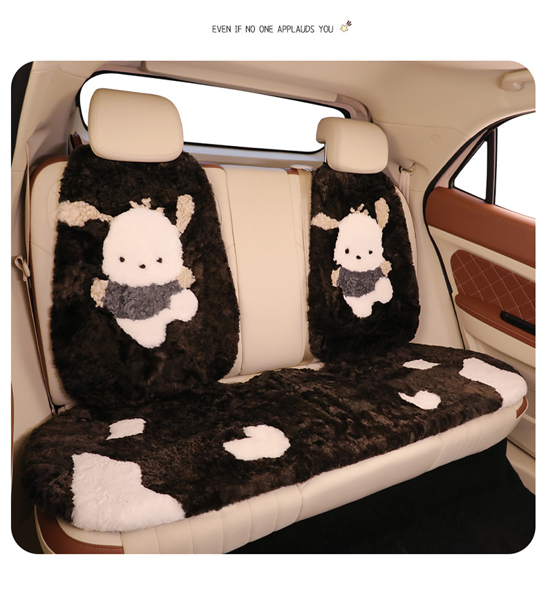 Winter Pure Wool Car Seat Cushion Small Cartoon Unisex Cute Cartoon Bear Warm Plush Seat Cushion