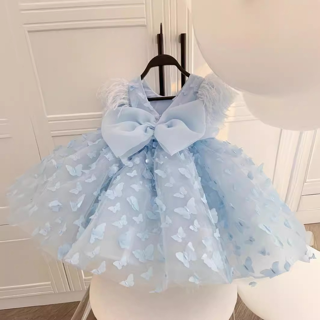 Girls' Dress 2026 New Style Little Girl Fashionable Short-Sleeved Princess Dress Dress Skirt for Older Children Mesh Skirt Summer