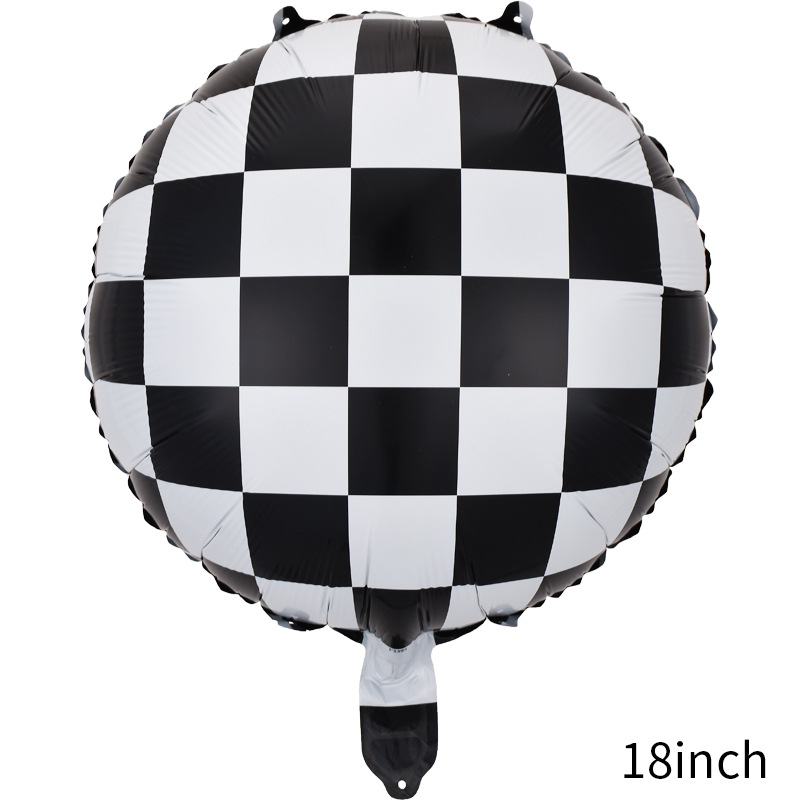 Nuevo 18 pulgadas negro y blanco a cuadros de fútbol a rayas globo de aluminio decoración de la fiesta de cumpleaños de los niños accesorios de globo