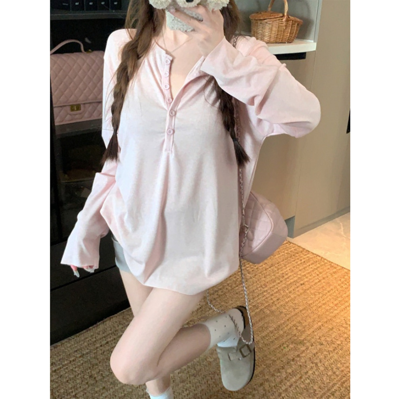 白色慵懒风长袖宽松T恤女秋季休闲薄款显瘦百搭纯欲上衣外贸批发|undefined