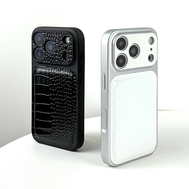 Crocodile Leather Case Suitable for iPhone 17Pm, Apple 16Promax, Full Coverage with Precision Holes, Black and White, Durable for iPhone 15 Crocodile Leather Case Suitable for iPhone 17Pm, Apple 16Promax, Full Coverage with Precision Holes, Black and White, Durable for iPhone 15