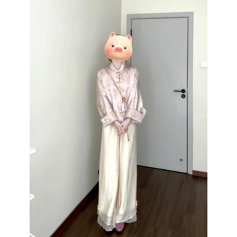新中式国风套装女春季2025新款高级感气质盘扣外套阔腿裤子两件套|undefined