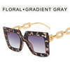 Chain, sunglasses, brand retro fashionable glasses solar-powered, European style, internet celebrity