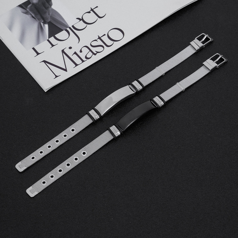 Japanese and Korean simple fashion men's punk titanium steel bracelet wholesale custom lettering adjustable strap stainless steel bracelet Japanese and Korean simple fashion men's punk titanium steel bracelet wholesale custom lettering adjustable strap stainless steel bracelet