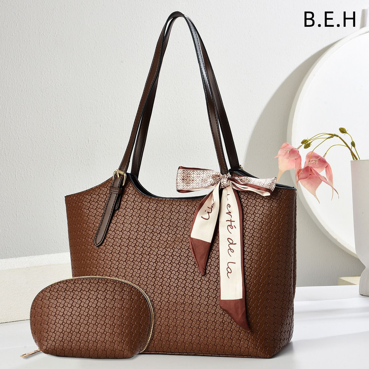 Bolso Tote de Hombro y Axilar de Gran Capacidad para Mujer de PU con Cierre de Cremallera para Uso Diario