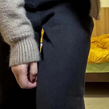 拉夏伊品女裤加绒加厚微喇牛仔裤冬季新款高腰大码显瘦宽松马蹄裤