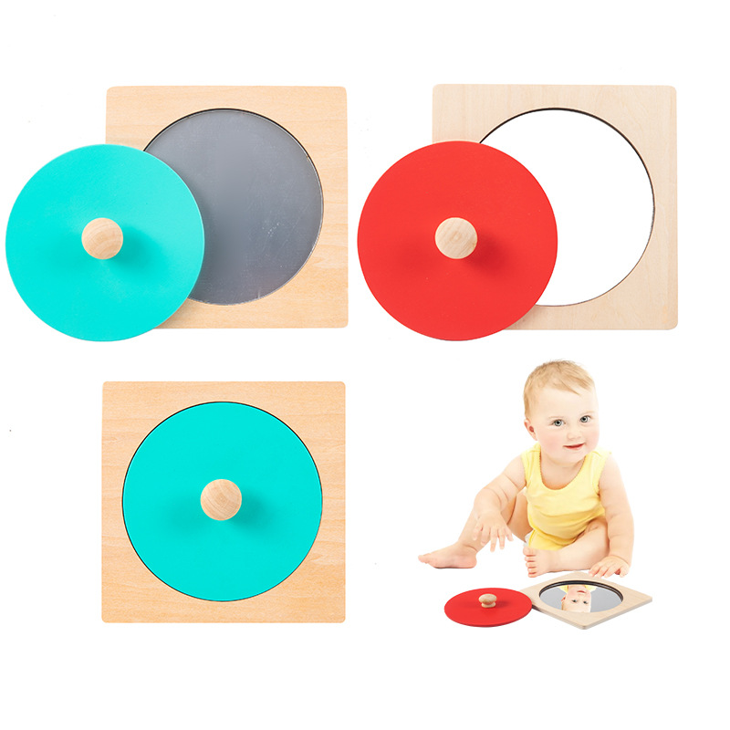 Madera Montessori enseñanza ayudas bebé espejo 3-9 años de edad los niños de educación temprana juguetes educativos rompecabezas kindergarten enseñanza ayudas