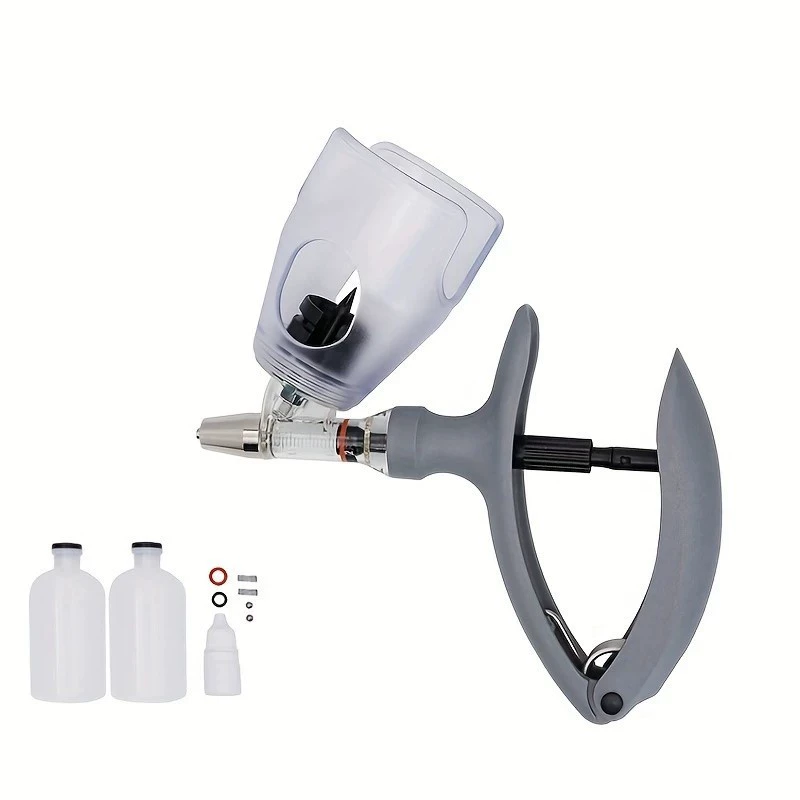 Регулируемый ветеринарный шприц для животных 0,07 унции, пластиковый, ручной