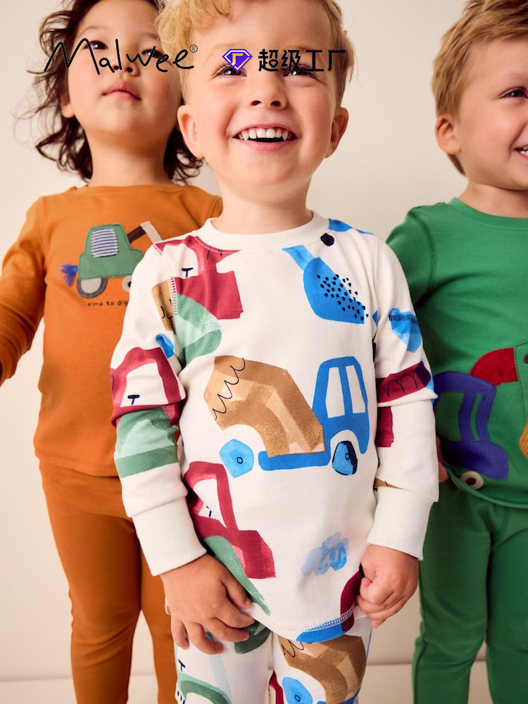Traje de dos piezas para niños malwee transfronterizo otoño nuevo estilo europeo y americano camiseta de cuello redondo para niños pequeños y medianos ropa para el hogar