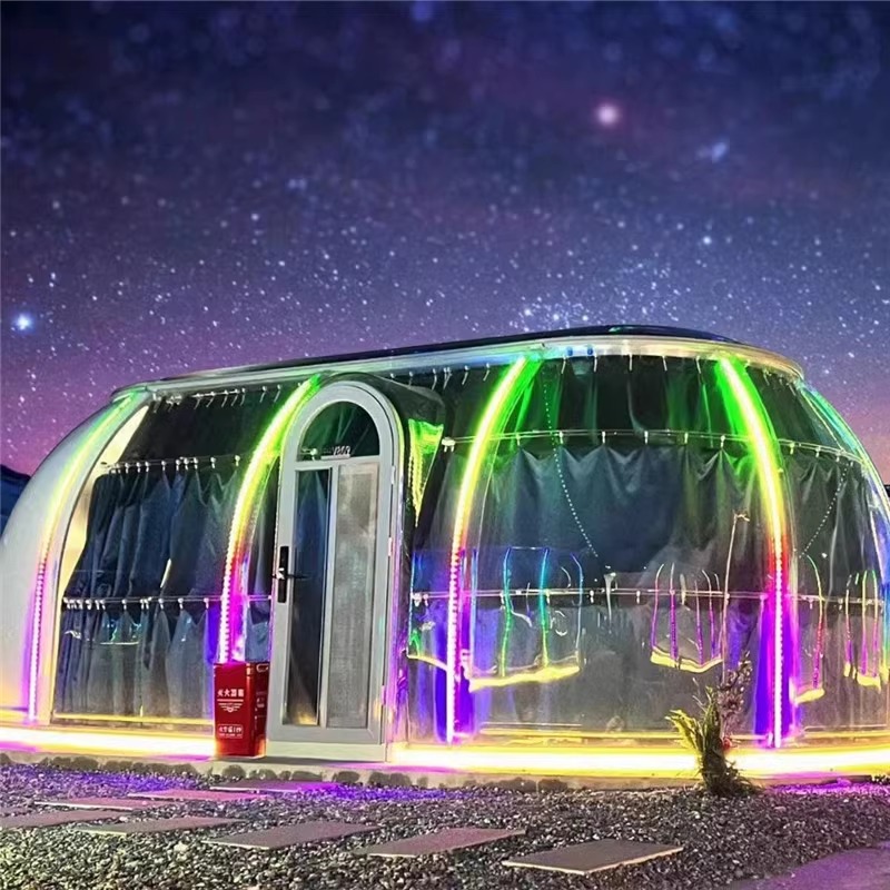 Casa de residencia Crystal House Transparent Scenic Place Mongolian Bag Guangzhou Transparent Space Capsule Fabricante de Casa Integrada