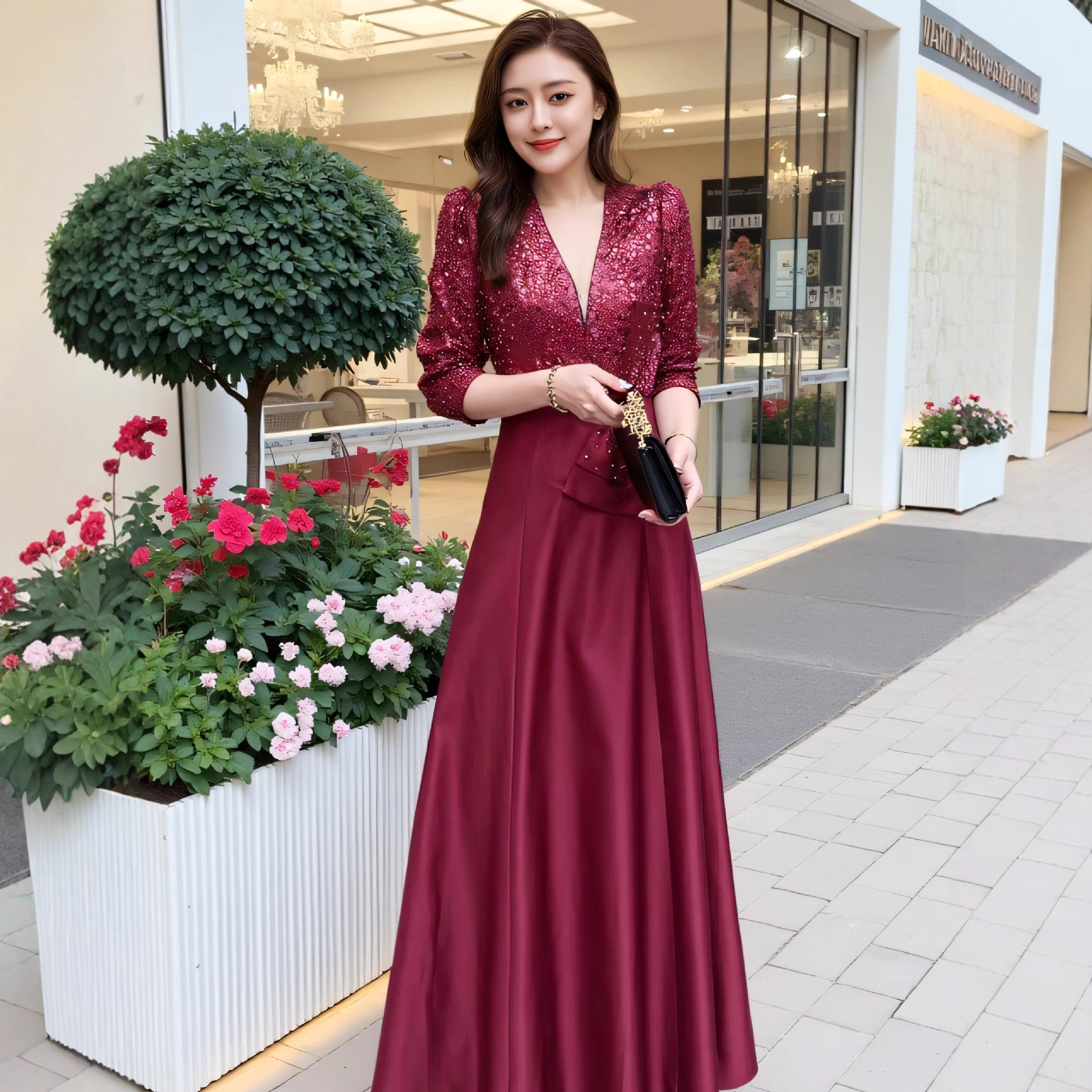 Shenzhen Nanyou Xipu'Er Ximama Wedding Banquet Dress Elegant Slimming Dress Wholesale Opening Evening Dress