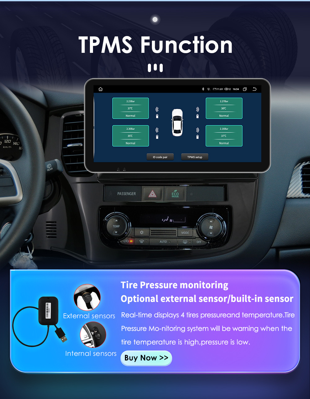 10.33inch Suitable for 12-18 Mitsubishi Outlander 3Rd Generation Car Central Control Navigation Bluetooth Wireless Carplay