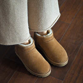 主推舒适平底羊皮毛一体保暖雪地靴2025冬季新款东北加绒短靴