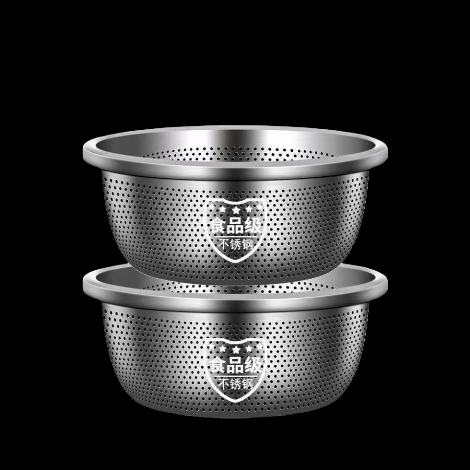 Lavadora de verduras de acero inoxidable de grado alimenticio cesto de drenaje de arroz lava tamiz de arroz lava lavabo de arroz cocina artefacto canasta de frutas doméstica cuenca de fuga