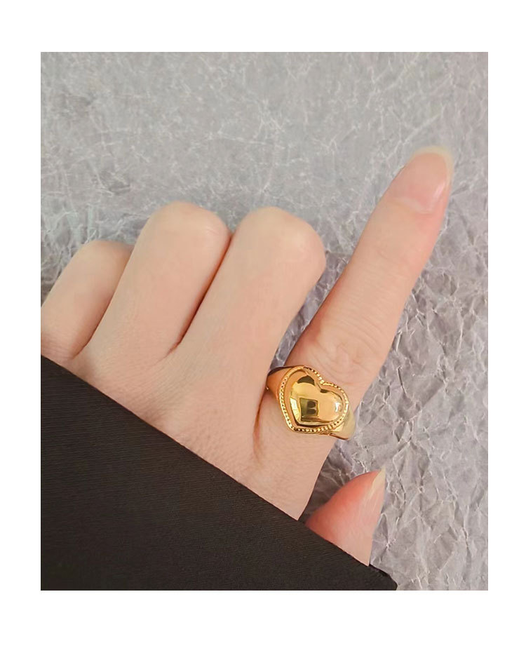 Plating Design Wholesale Sweet Simple Style Heart Shape Copper Plating Open Rings