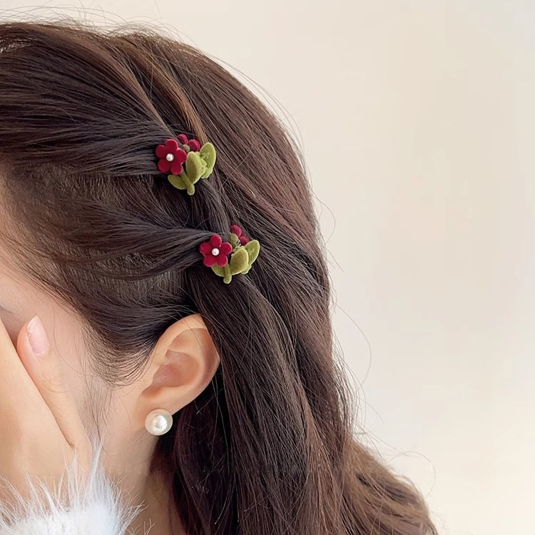 8g Weight Hair Clip Hair Accessories Type Women's Sweet Cherry Flower Alloy Hair Clip