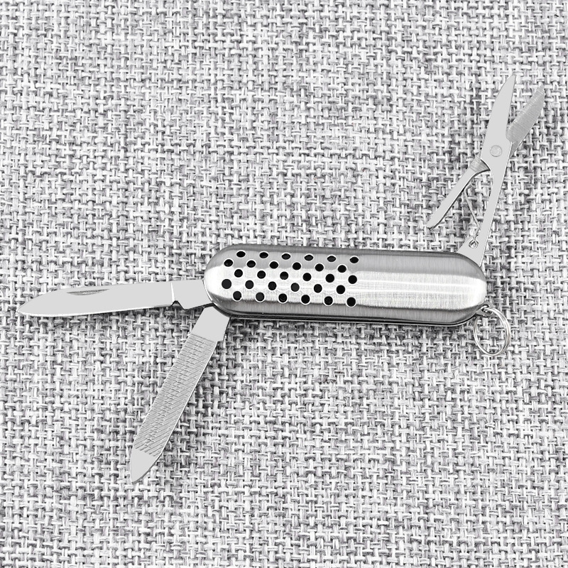 批发不锈钢麻点小三开小刀多功能折叠刀户外便携迷你小刀锉刀剪刀