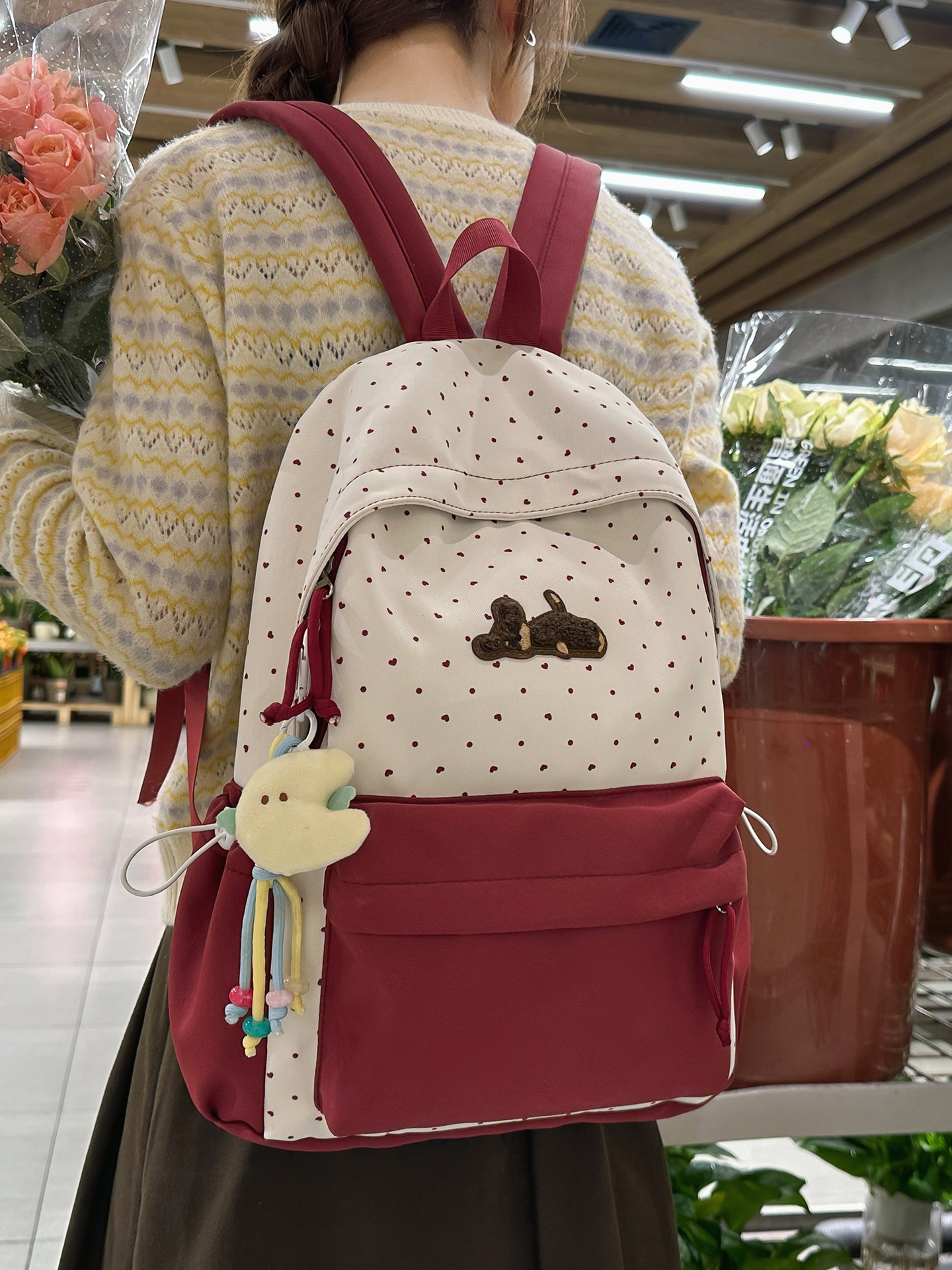 New Japanese-Style Ins Backpack for Women, Fresh and Youthful Schoolbag for Middle School Students, Lightweight Commuter Color-Blocking Casual Backpack