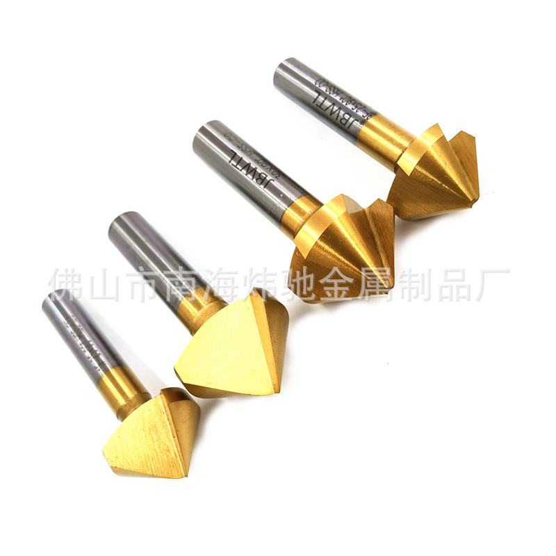 90度含钴镀钛倒角刀单刃三刃涂层锪钻去毛刺倒角器不锈钢沉头铣刀