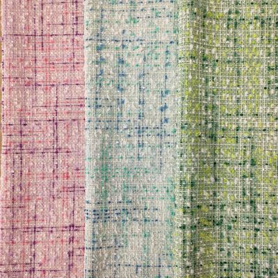 卓曦纺织|春夏新款小香风段染灯笼格编织粗花呢服装面料现货|ms