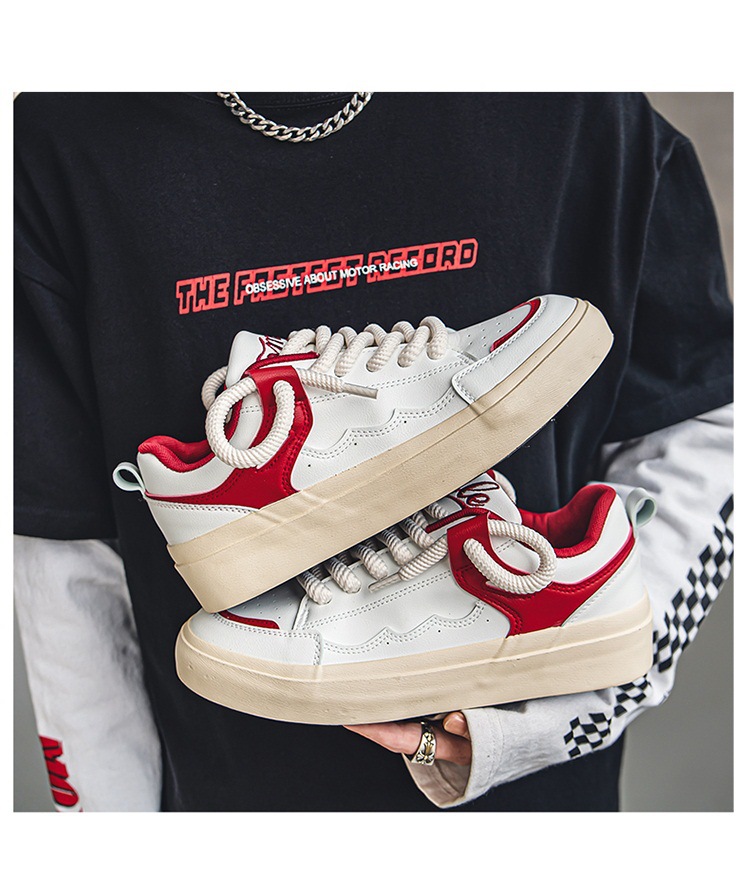 Heiße weiße Schuhe für Herren, sportlich, lässig, Skateboard, dicke Sohlen, Jungen, Nischendesign, trendig_voghion.com