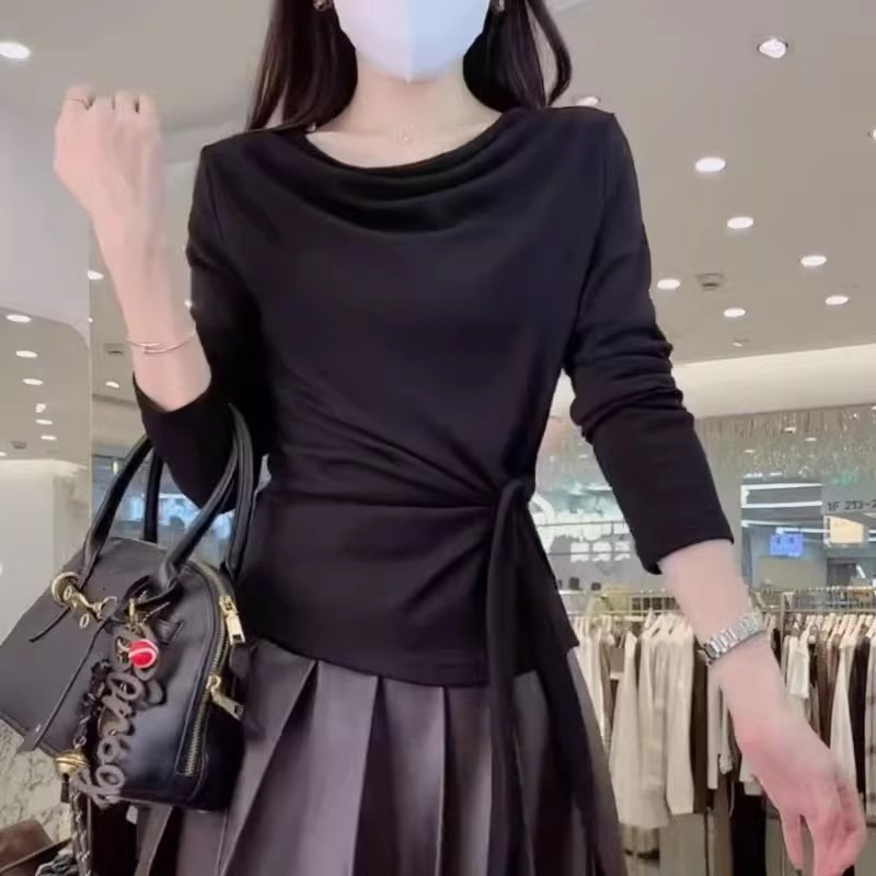 时尚chic辣妹修身显瘦长袖打底女初秋2025新款小个子减龄百搭上衣|undefined