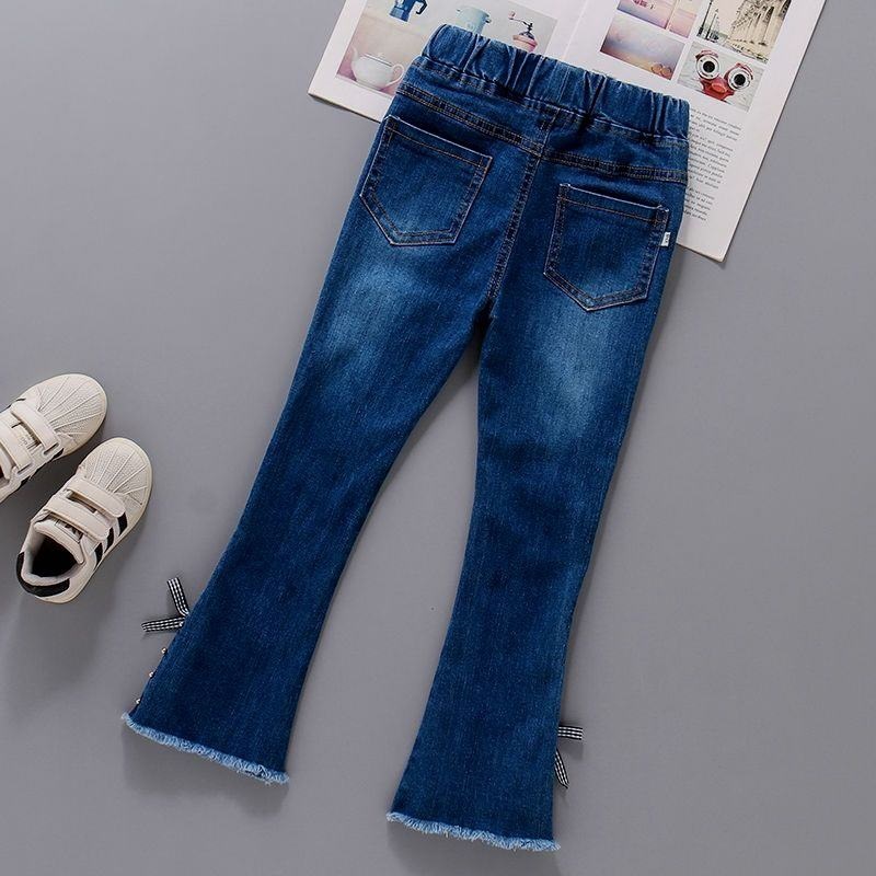 Jeans de niñas 2025 nuevo estilo de primavera y otoño para niños pantalones delgados de primavera para niños pequeños de moda