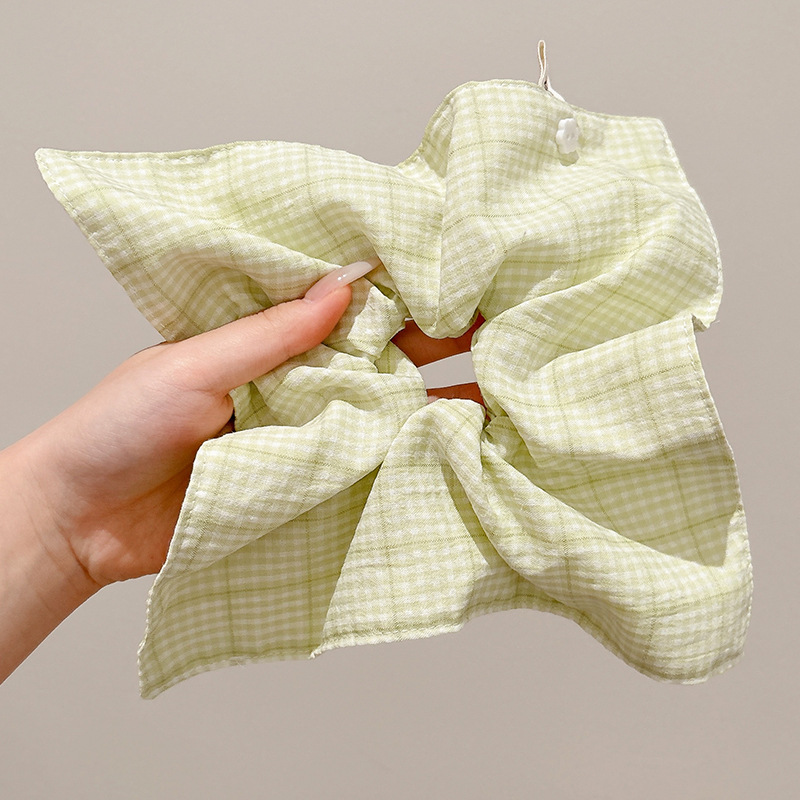 4 # Pañuelo cuadrado doble a cuadros (verde puro) aproximadamente 25*25cm