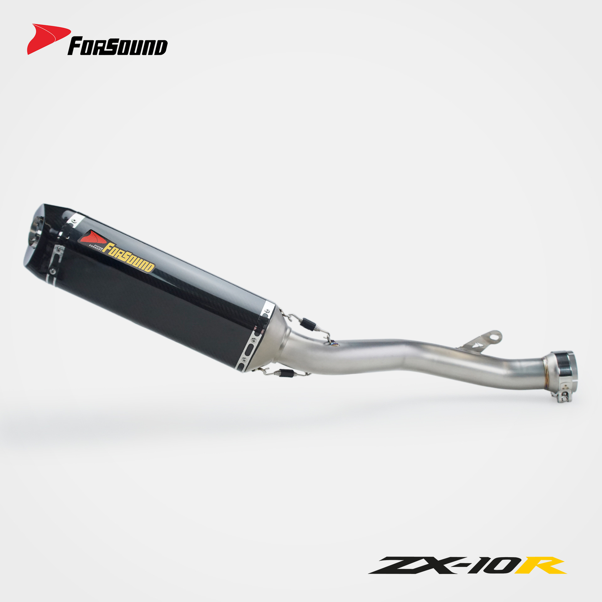 KAWASAKI ZX-10R Big Bull modified exhaust mid and tail section, Grav's titanium alloy stainless steel carbon