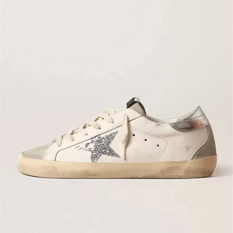 Golden Goose Super-Star Low White Silver Glitter