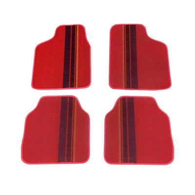 luxury floor mat, single-layer anti-dirt and – Universal Foot Pad - universal-model-four-pieces-for-the-whole-car-bright-red-striped-design