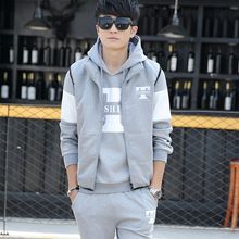 秋冬季卫衣男士情侣运动休闲套装男女韩版加绒三件套保暖连帽潮棉