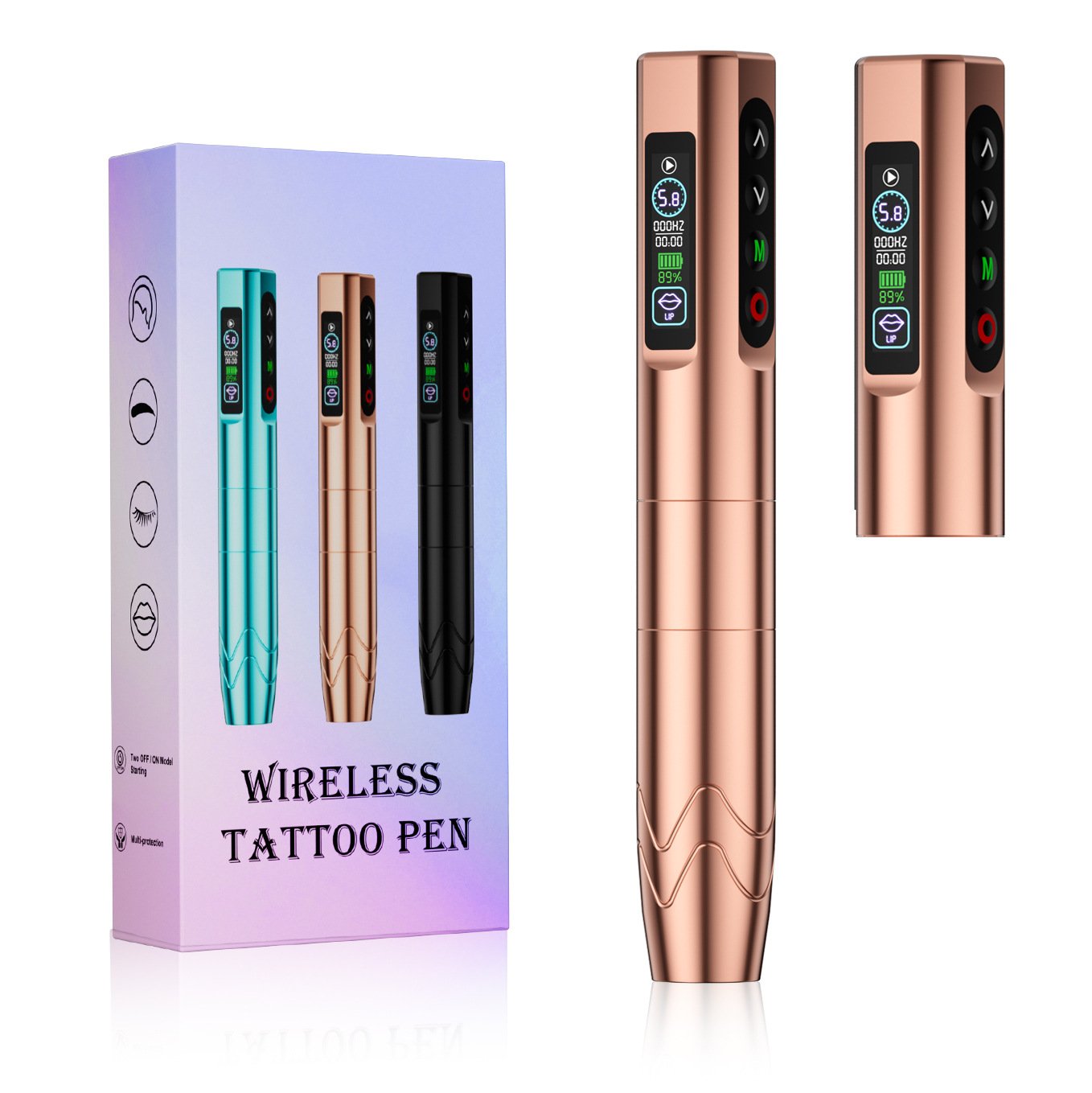 Máquina de Tatuaje Inalámbrica Multimodo de Doble Batería para Cejas, Labios y Delineador de Ojos, Juego Completo de Herramientas para Tatuajes Pequeños Todo en Uno