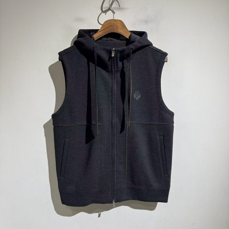 Aw Old Money Style Hooded Vest Men's Sports Casual Drawstring Sleeveless Jacket Fashionable Loose Vest Vest Jacket