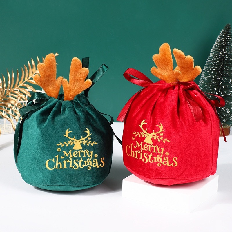 クリスマスの鹿の角の麗糸の綿毛の贈り物の袋のクリスマスイブのパーティーの結婚祝いのキャンデーの紐の収納袋は外国貿易の工場に専用に供えます。|undefined
