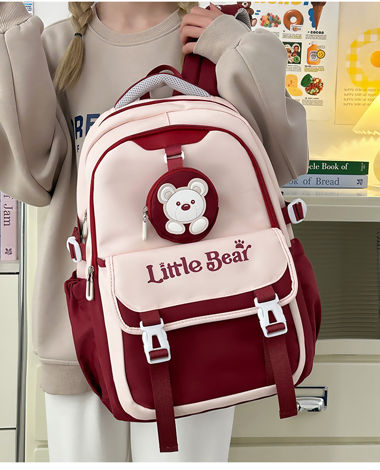 Vintage-Inspired School Backpack For Teens - Stylish & Spacious Unisex Bookbag With Breathable Cushion Straps, Trendy Color Block Design_voghion.com