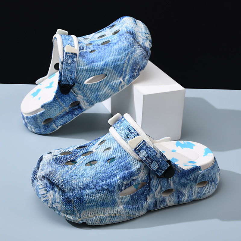 En nombre de los zapatos con agujeros de piel de serpiente, ropa exterior de verano, sandalias resistentes al desgaste de suela gruesa, EVA, transpirable y antideslizante, pareja, playa, arrastre Baotou