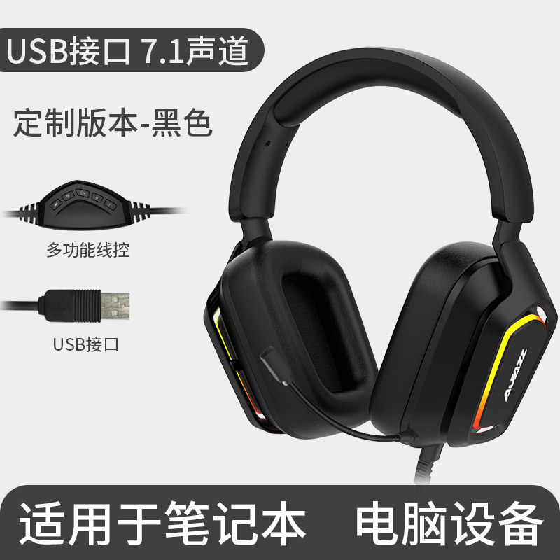 黑爵AX368头戴式耳机电竞游戏电脑耳机7.1绝地求生吃鸡听声辨位 - 9