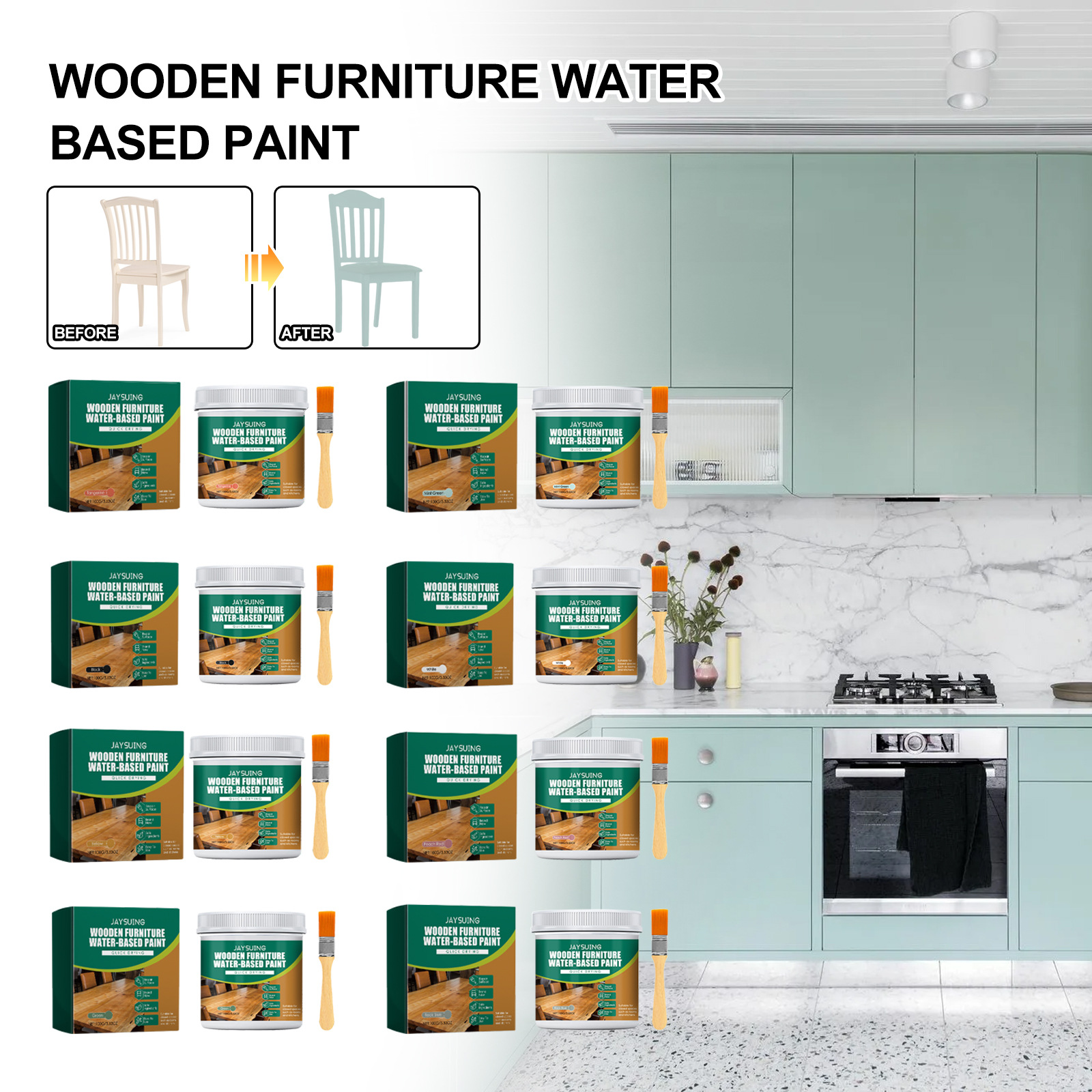 JAYSUING Wood Furniture Water-Based Paint – Multi-Color Wood Stain for Refinishing and Repainting Solid Wood Wardrobe and Wooden Doors