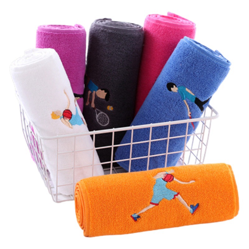 Cotton towel lengthened 1.1 meters sports gym running towel yoga towel sweat towel LOGO embroidered word