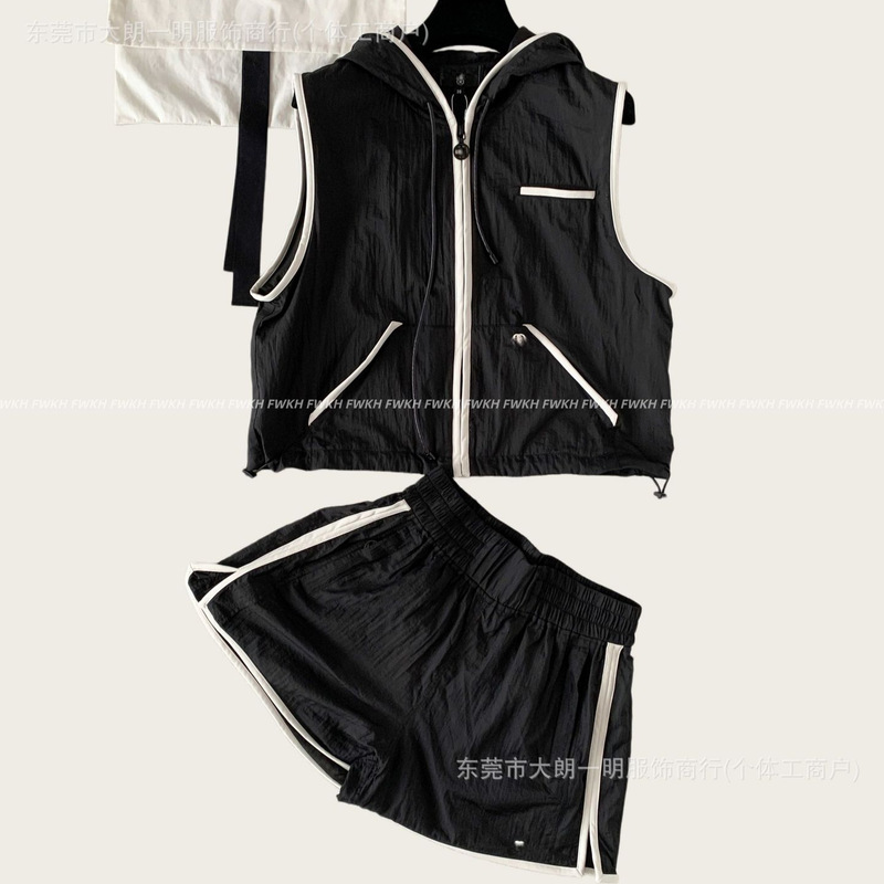 Shenzhen Nanyou 2026 New Sports Hooded Vest Jacket with Zipper and Lettering, Nanyou Chanel-Style Shorts for Women Shenzhen Nanyou 2026 New Sports Hooded Vest Jacket with Zipper and Lettering, Nanyou Chanel-Style Shorts for Women