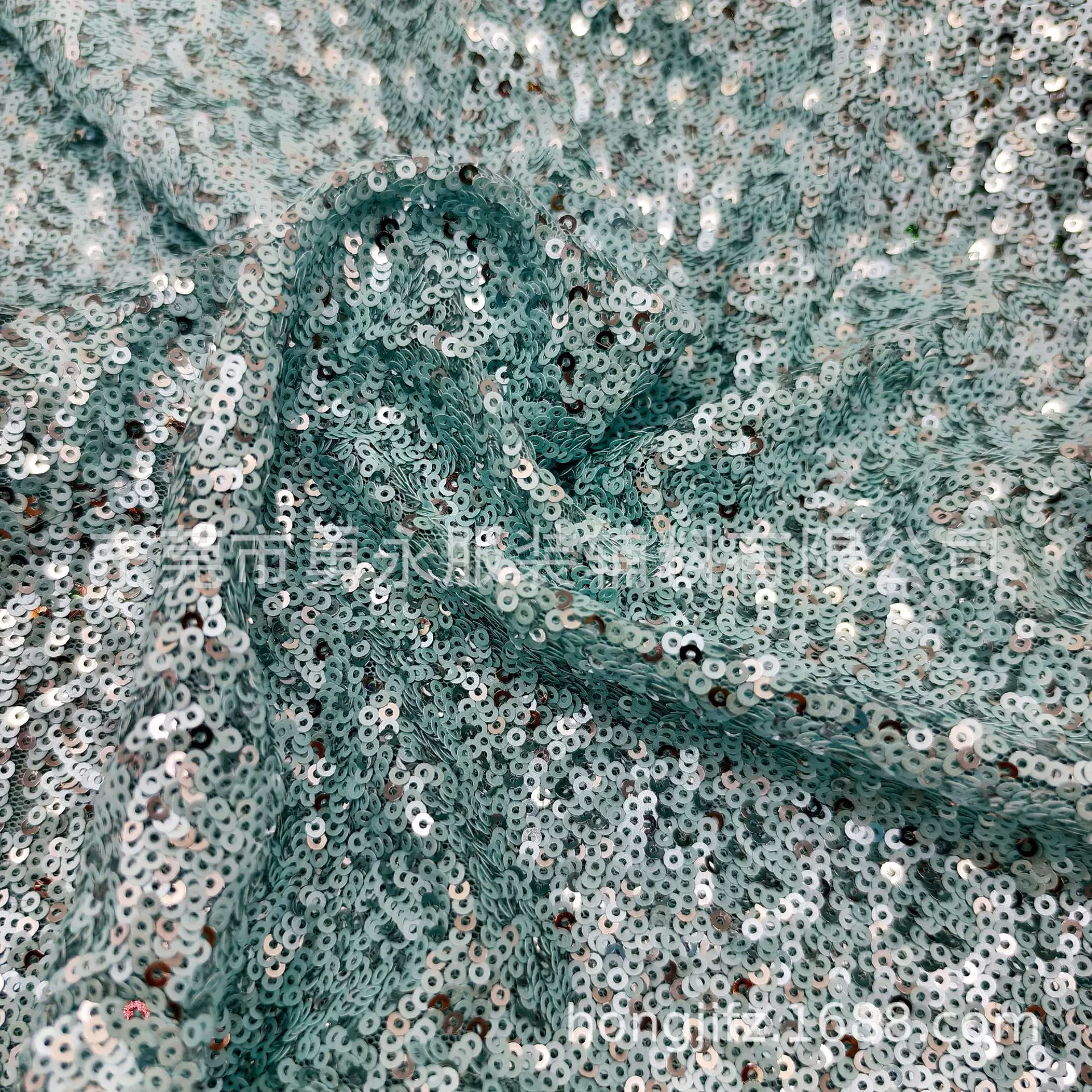3mm双色蓝银螺旋花网纱亮片 满版玫瑰花乱片珠片舞台饰品服装面料