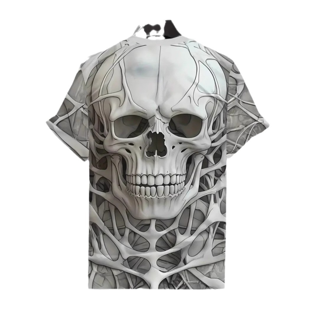 AliExpress venta caliente esqueleto de calavera 3D impresión digital para hombre camiseta de cuello redondo de manga corta suelta y transpirable de verano