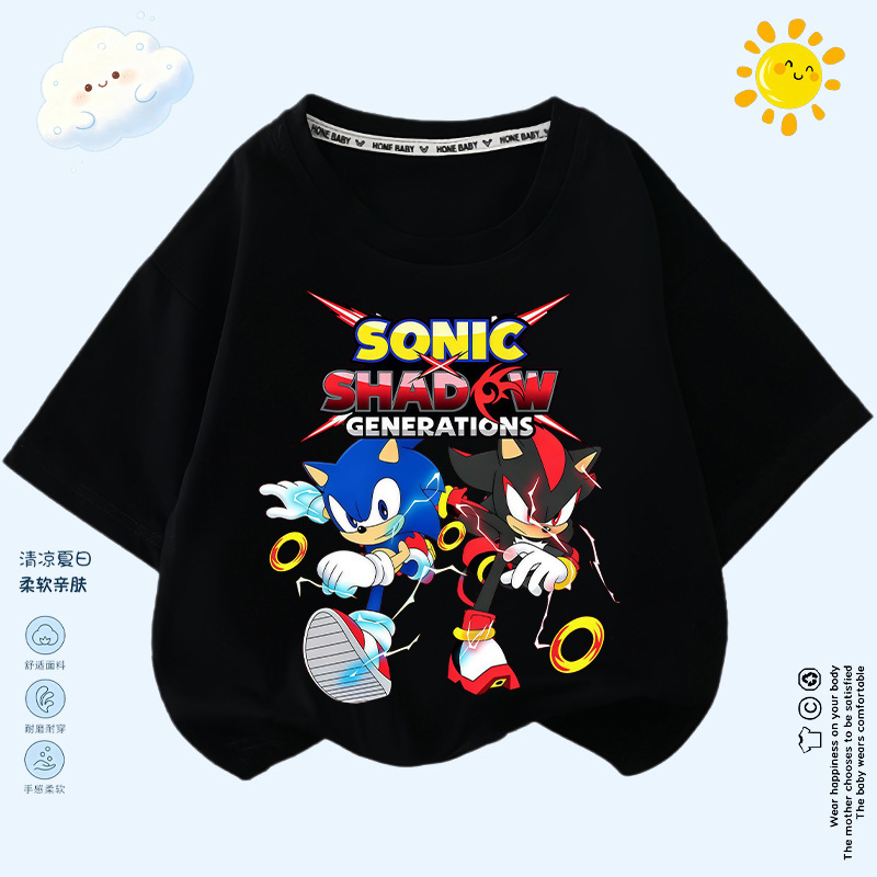 Sonic Sonic the Hedgehog Peripheral Short-Sleeved T-Shirt Super Sonic Mouse Boys and Girls Pure Cotton Summer Kidsren's Clothing Kidsren's Clothing Sonic Sonic the Hedgehog Peripheral Short-Sleeved T-Shirt Super Sonic Mouse Boys and Girls Pure Cotton Summer Kidsren's Clothing Kidsren's Clothing