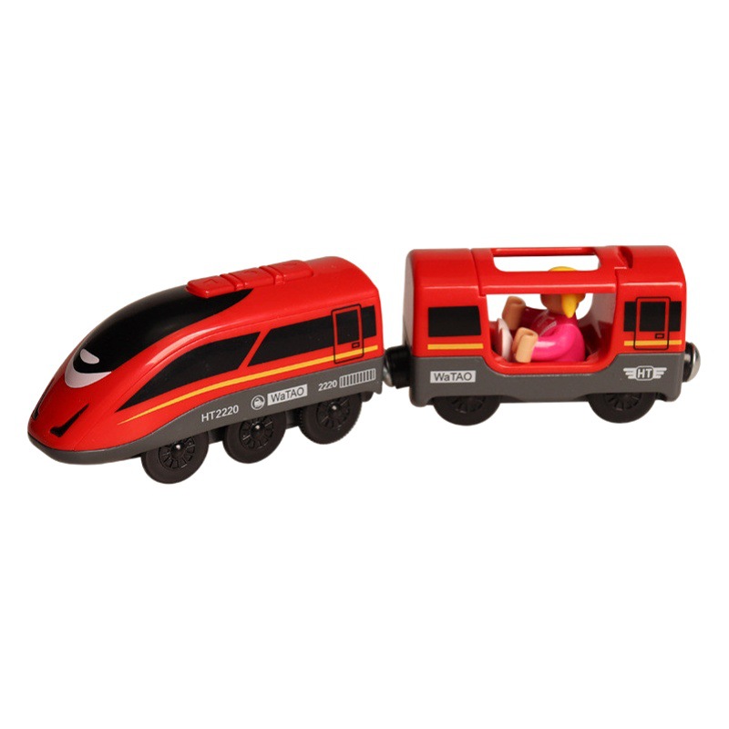Suministro directo de fábrica locomotora eléctrica magnética para niños compatible con accesorios de tren de vía de madera juguete entrega de una sola pieza
