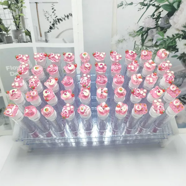 Grafting False Eyelash Brush Head Eyelash Roll Strawberry Bear with Test Tube Pack Disposable Crystal Eyelash Comb Makeup Brush Tube Tube